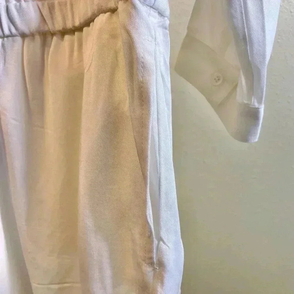 American Apparel Women Sz Small White Viscose Long Sleeve Crossfront Romper NWOT - Picture 9 of 11